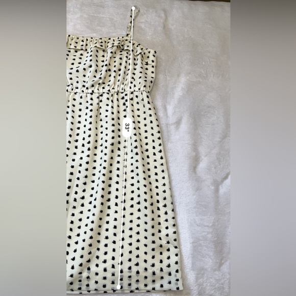 J.Crew Factory Candace Ink Dot Spaghetti Strap Dress White Black Polka Dot M - Picture 7 of 10